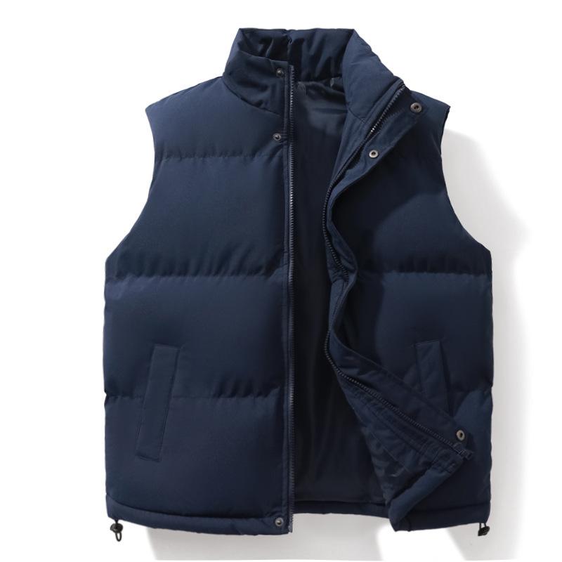 2026 New Winter Vest Men's Youth Stand-up Collar Trend Solid Color Vest Thickened Warm Men's and Women's Vest Jacket