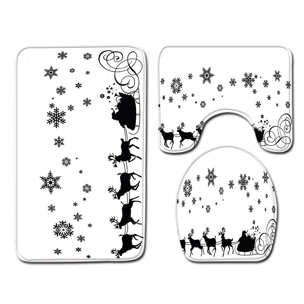 Christmas Bathroom Floor Mat Toilet Three-Piece Set