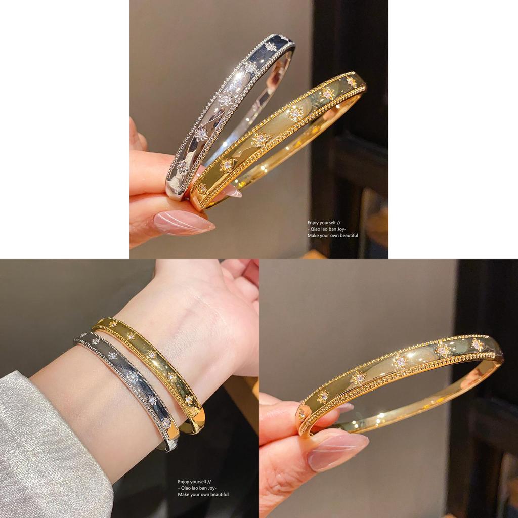 Vintage Geometric Copper Bracelet With 18k Gold Plating And Zirconia For Womens Fashion Jewelry
