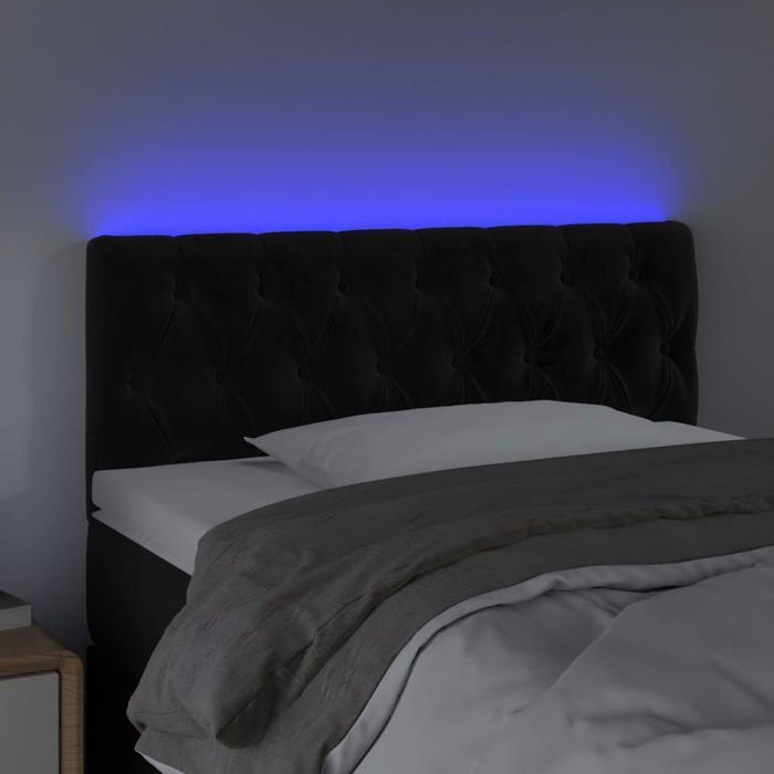 VidaXL Tête de Lit à LED Meuble de Chambre à Coucher Accessoire de Lit Simple Tête de Cadre de Lit Intérieur Noir 3121992