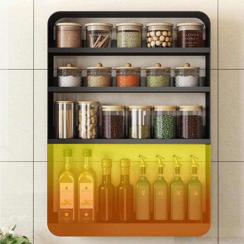 Estante multifuncional nuevo para condimentos de cocina, organizador de almacenamiento de botellas de condimentos y especias montado en la pared, herramienta de cocina