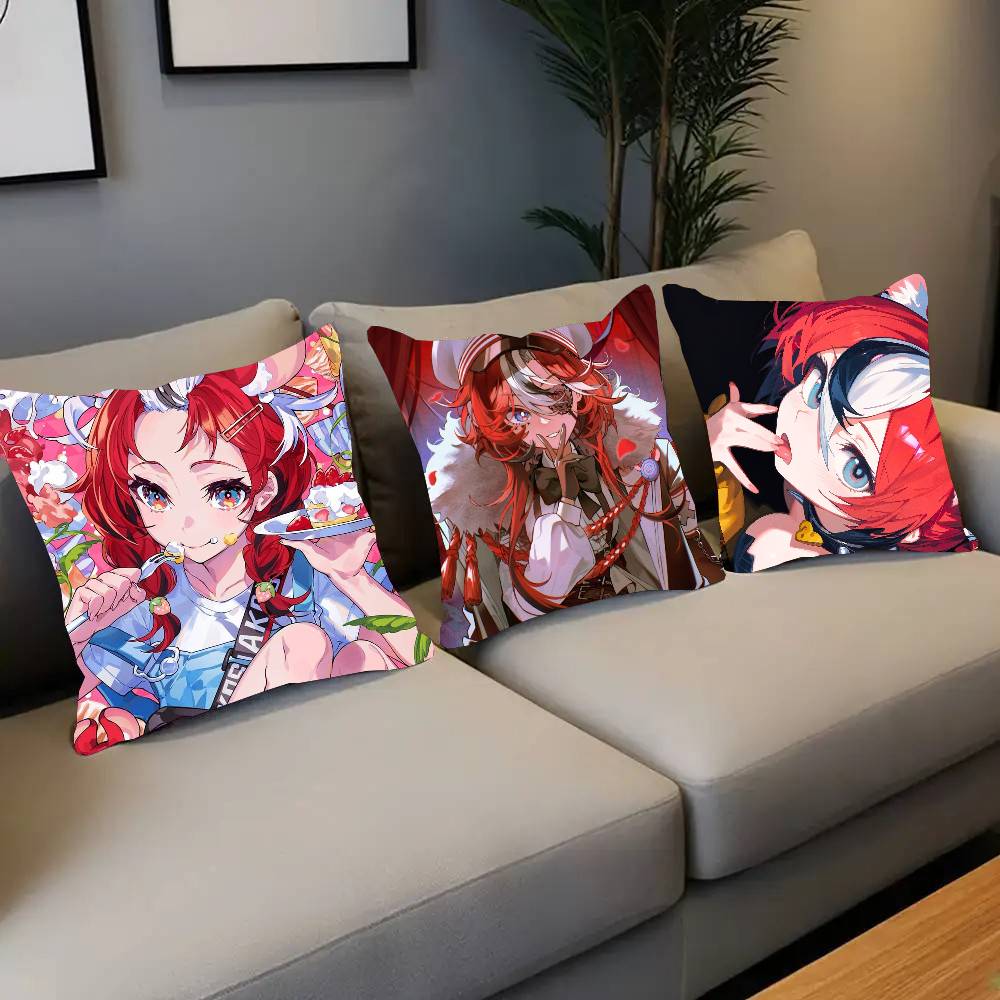 Anime H-Hakos Baelz Pillow Case Fashion Square Pillowcase Bedroom Sofa Room Ins Decoration Leisure