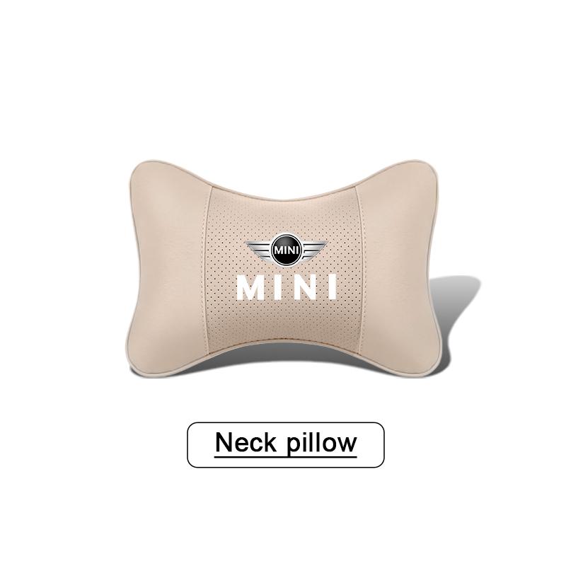 Car Neck Pillow Auto Emblem Headrest Accessories For MINI WORKS Cooper R56 F56 R50 JCW Cabrio Aceman Countryman Clubman Roadster