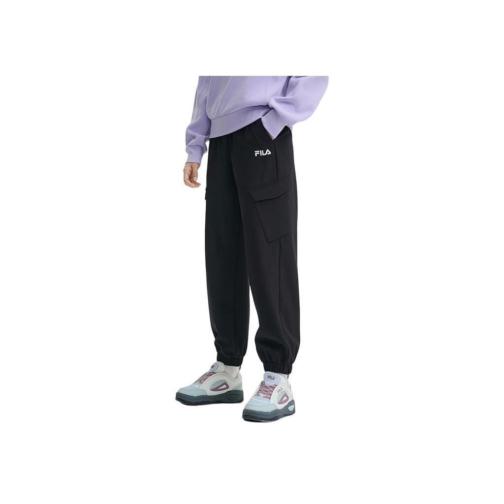 New FILA Lifestyle Knitted Sports Pants Women's Jet Black F11W449802FBK