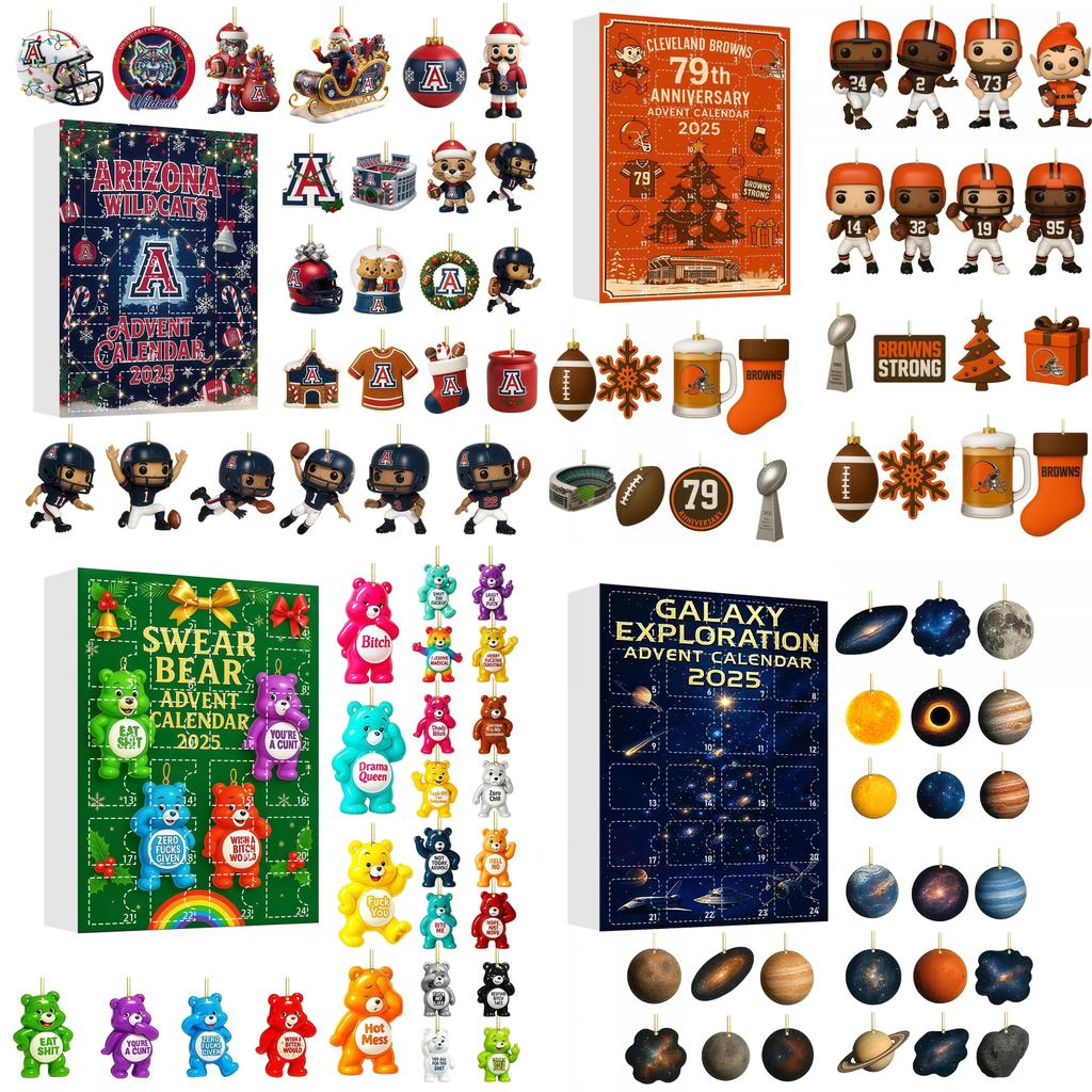 Christmas Countdown Calendar With Animal Themed Acrylic Ornaments For Holiday Decor And Gift Giving