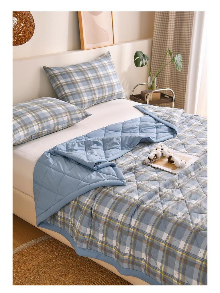 Plaid Cotton Ultrasonic Embossed Washed Summer Air Conditioning Quilt Gift