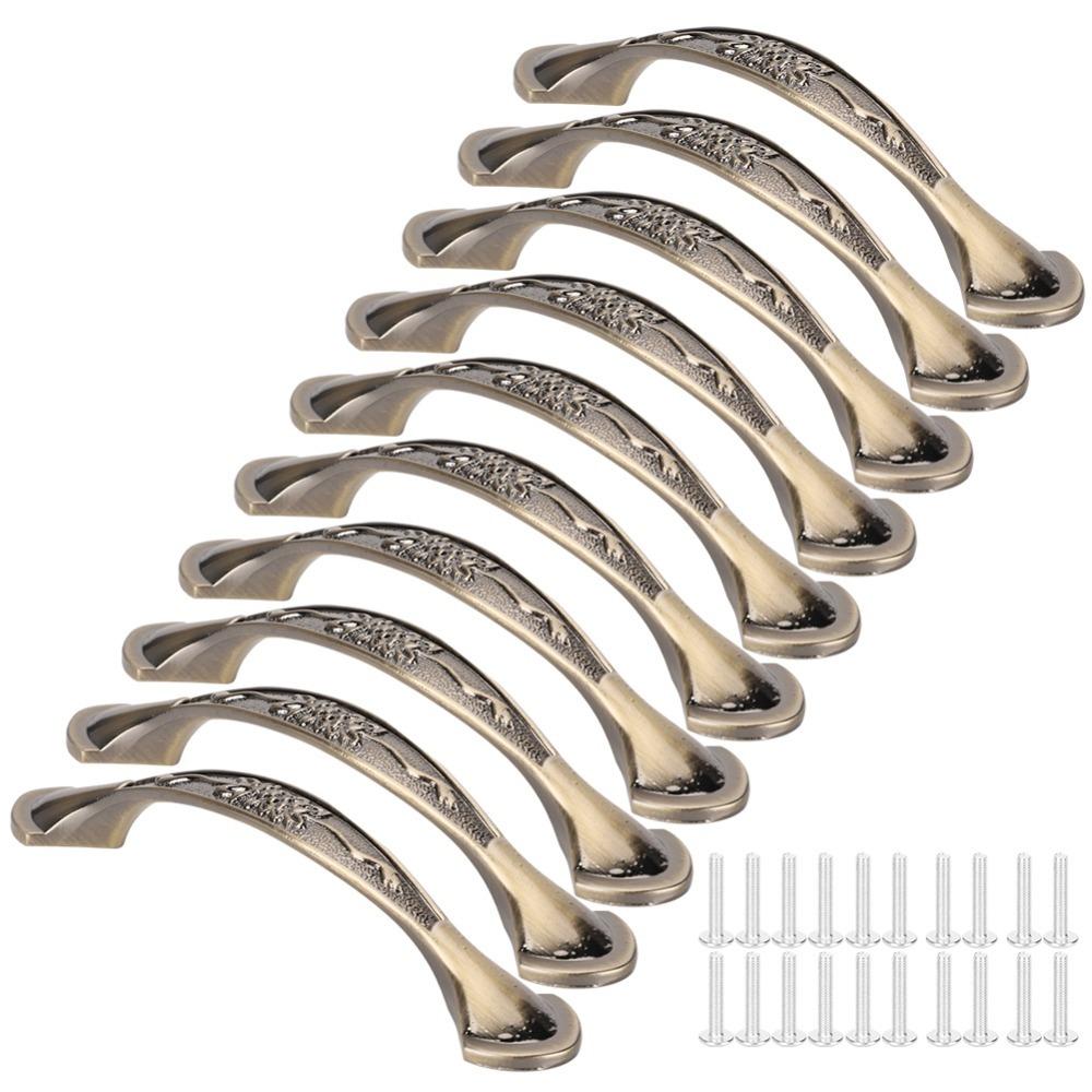 

10 Set Zinc Alloy Cabinet Pull Handle Hole Distance 96mm Vintage Pull Handle Easy Install with Screw Door Pull Handle