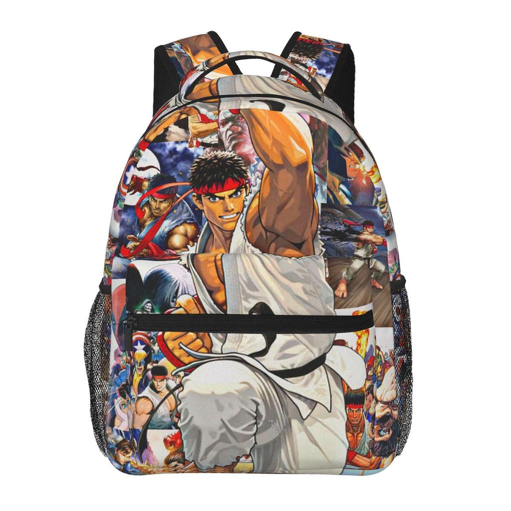 Ryu Street Fighter II Turbo Hyper Fighting Backpack Student Boys Girls BookBag Kids School Bag Laptop Shoulder Bag for Men Women