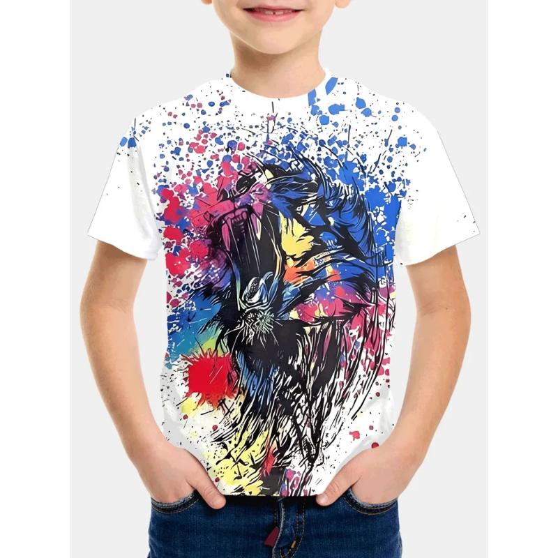 Fashion Men's Children's Clothing Crew Neck Short Sleeve 3D Casual Color Printing Casual Short Sleeve Crew Neck T-Shirt