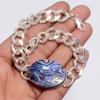 Fabulous Top Grade Qualite 100% Natural Abalone Shell Oval Shape Ethnic Style Handmade Jewelry 925 Steling Silver Plated Bracelet 8" WSJ4675
