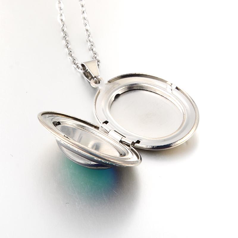 Cool Temperature Oval Locket Pendant Mood Changing Necklace Emotion Color change Jewelry for Men Women Lovers Photo Frame Box