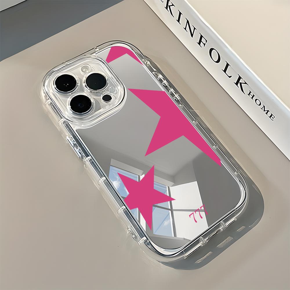 Shining Star Pattern Back Mirror Phone Case For iPhone 17 Pro Max 11 12 13 14 15 16 7 8 Plus Air X XR XS Shockproof Soft Cover