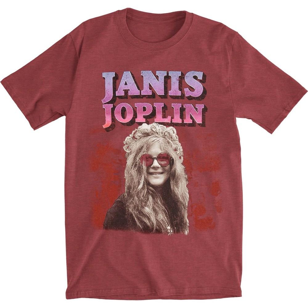 Men's Janis Joplin Rose Colored Glasses Slim Fit T-shirt Heather Burgundy