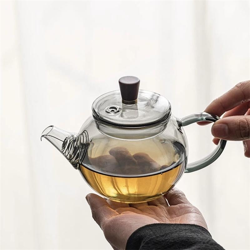 260ml Small Capacity High Borosilicate Glass Teapot With Filter Hole Brewing Herbal Flower Green Tea Pot Kung Fu Tea Set