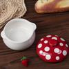 1pc Charming Red Mushroom-Shaped Ceramic Soup Bowl with Handle and Lid , Ideal for French Onion Soup, Pot Pies, Cereals