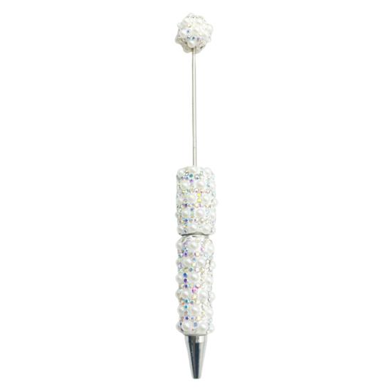 Personalized Gift Pen DIY Beadable Pen, Rhinestone Faux Pearl Ballpoint Fancy Glitter Stationery for Crafts Crafting, Student Office Writing