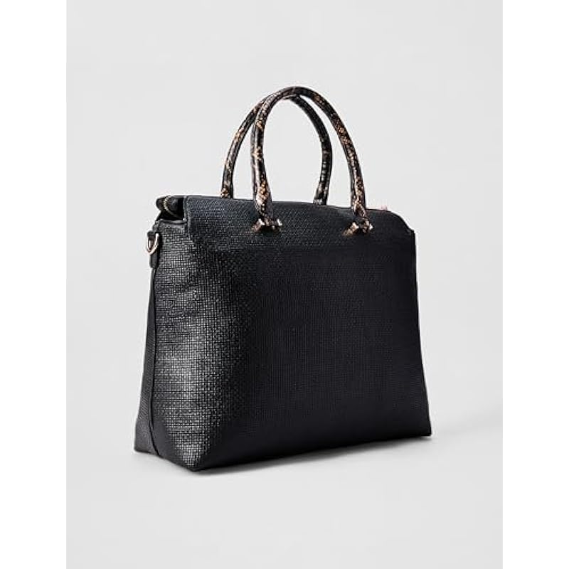 Allen Solly Snake Skin Textured Structured Handheld Bag With 12 Laptop Sleeve чёрный