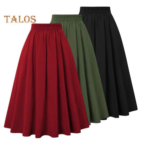 Damenrock, elastisch, hohe Taille, A-Linie, Midirock, kontrastfarbenes Karomuster, breiter Saum, wadenlanger Rock für den Alltag