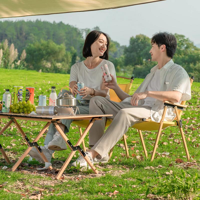 Aluminum & Carbon Steel Folding Camping Chair Portable Chair & Egg Roll Table Set for Fishing Beach Picnic Stall Outdoor Use
