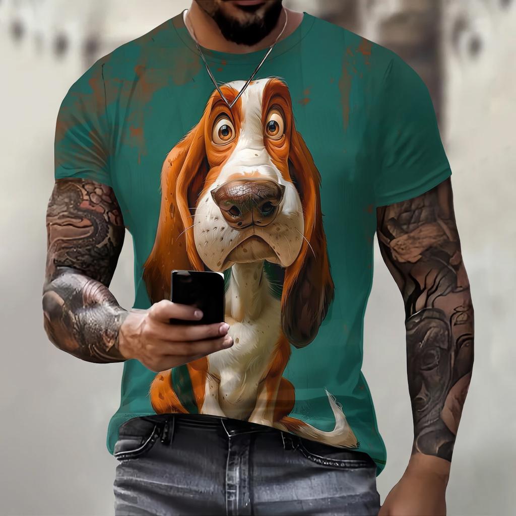 Summer Funny Dog Pattern 3D Print T-Shirts O-Neck Casual Fashion Short Sleeve Oversized Harajuku Men's T-shirts