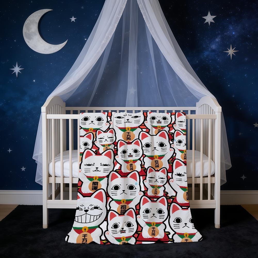 Blanket Super Luck Warm Maneki Comfortable Plush Throw Money Blanket Child Home Sofa Bedroom Rich Cat Neko Gift