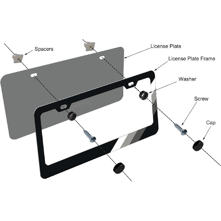 Tri-Color 3 Color Aluminum License Plate Frame Cover Holder Compatible With Toyota Vehicle Truck Trailer SUV. (White Gray-02)