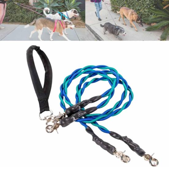 Double Bungee Dog Leash 360-degree Swivel Tangle-Free Dual Dog Leash Shock Absorbing