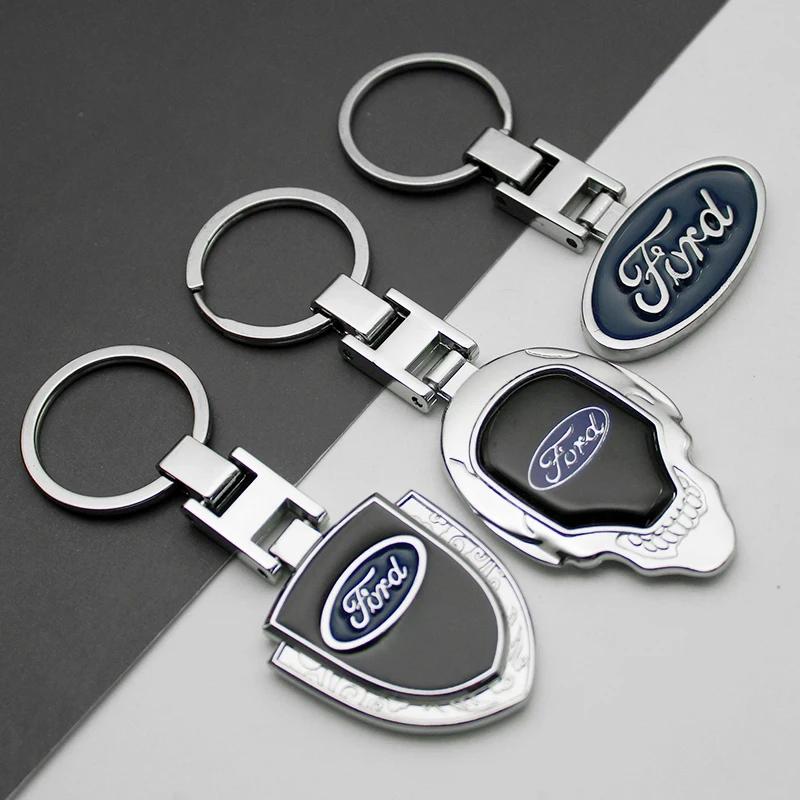 AAAML1 3D Metal/Leather Car Keychain Key Chain Ring Key Holder For Ford Focus 2 3 MK2 MK3 Fiesta Ranger Mondeo Ecosport Kuga Accessorie