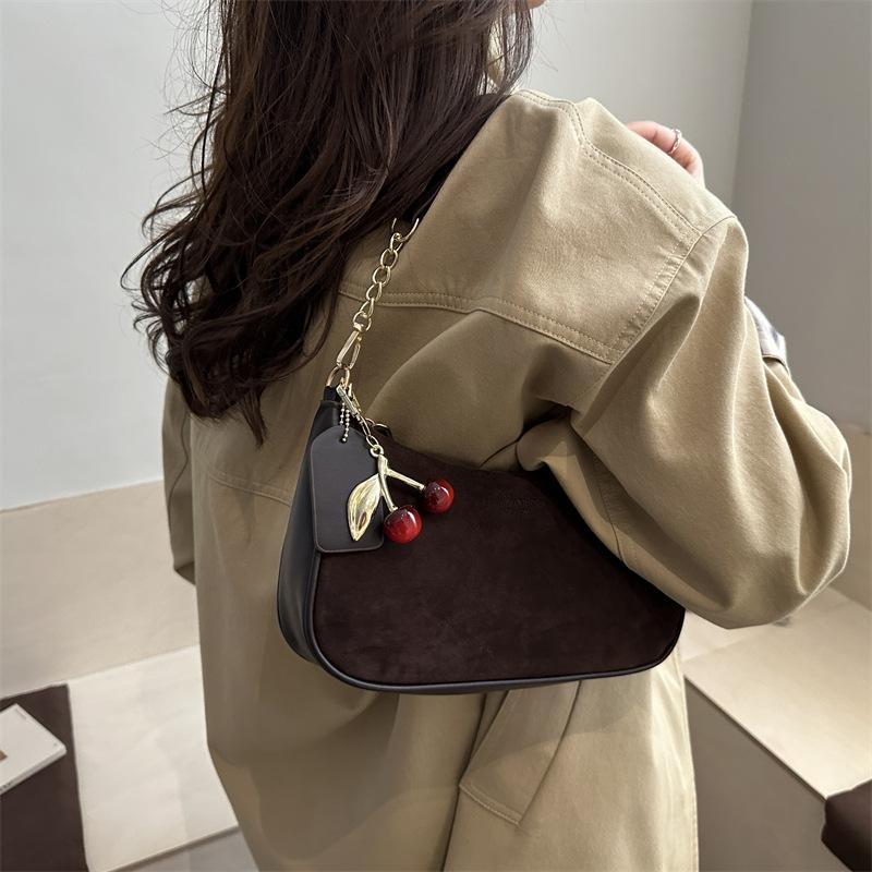 Faux Suede Crescent Moon Bag For Women, Minimalist Shoulder Crossbody Purse, Casual Single Strap Handbag