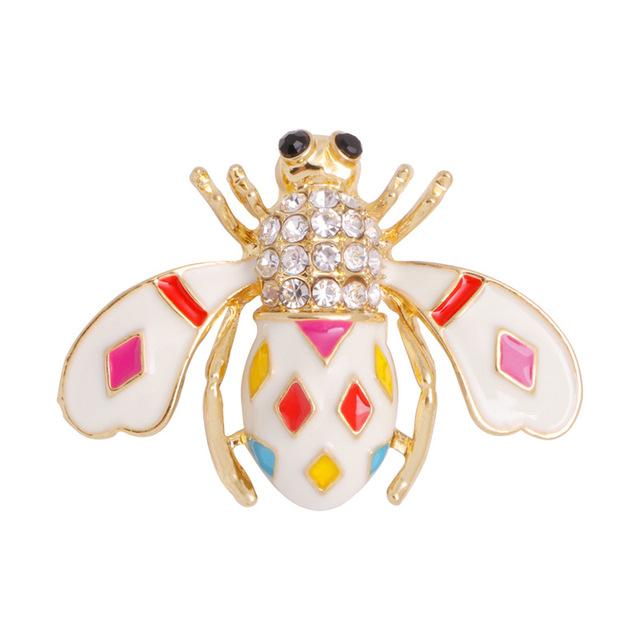 Insect Bee Brooch Enamel Pin Pearl Rhinestone Crystal Corsage Cardigan Coat Collar Brooches For Women Men Jewelry