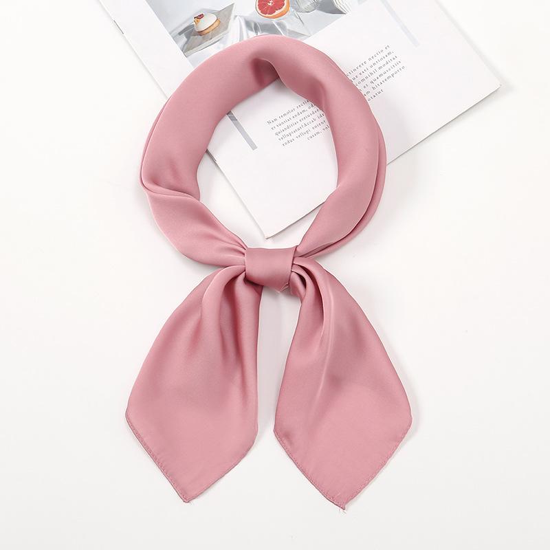 70cm Solid Color Simple Silk Scarf Women Imitation Silk Fashion Versatile Headwear Bag Accessories Clothing Square Scarf