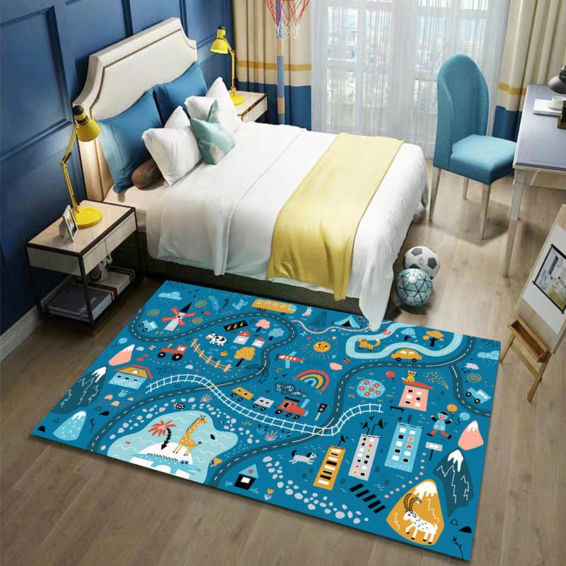 Cartoon Living Room Area Rug Game Print Bedroom Parlor Carpet Crystal Velvet Kitchen Bathroom Mat Non-slip Doormat