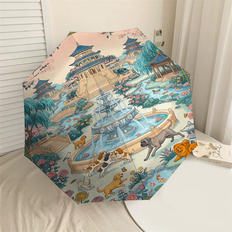 

1PC Garden Pagoda Umbrella-8-Rib Reinforced Portable Folding Travel Suitable for All Seasons Outdoor Daily Use Is an Ideal Choice -K0413