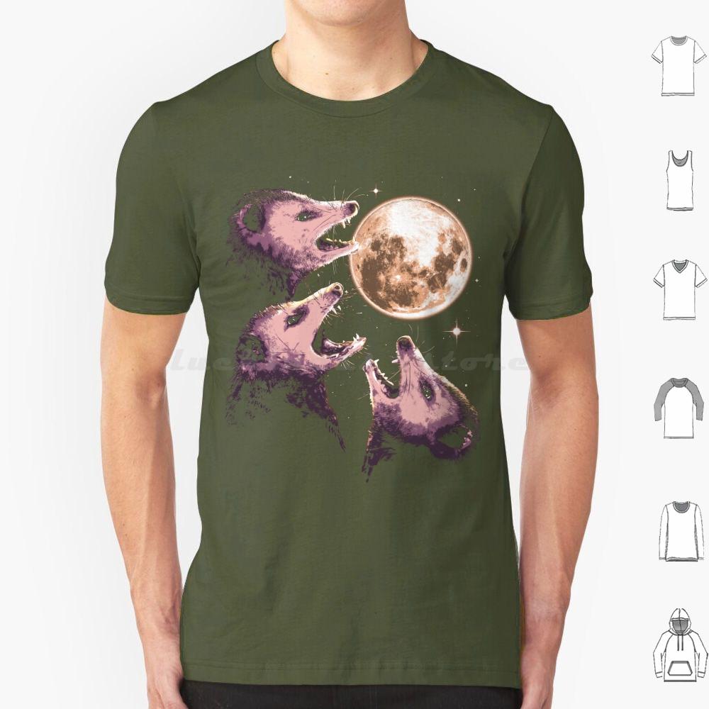 Three Opossums Howling At The Moon Funny Possum 3 Opossum T Shirt Big Size 100 Cotton Possum Opossum Raccoon Rodent Three S
