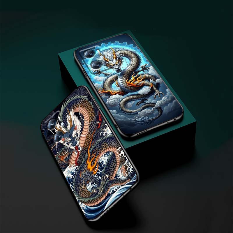 Fashion Dragon Illustration For OPPO Reno 5 6 7 A96 A40 A58 Realme GT A74 A78 Neo2 A74 A78 Find X5 X3 X7 X8 Black Phone Case