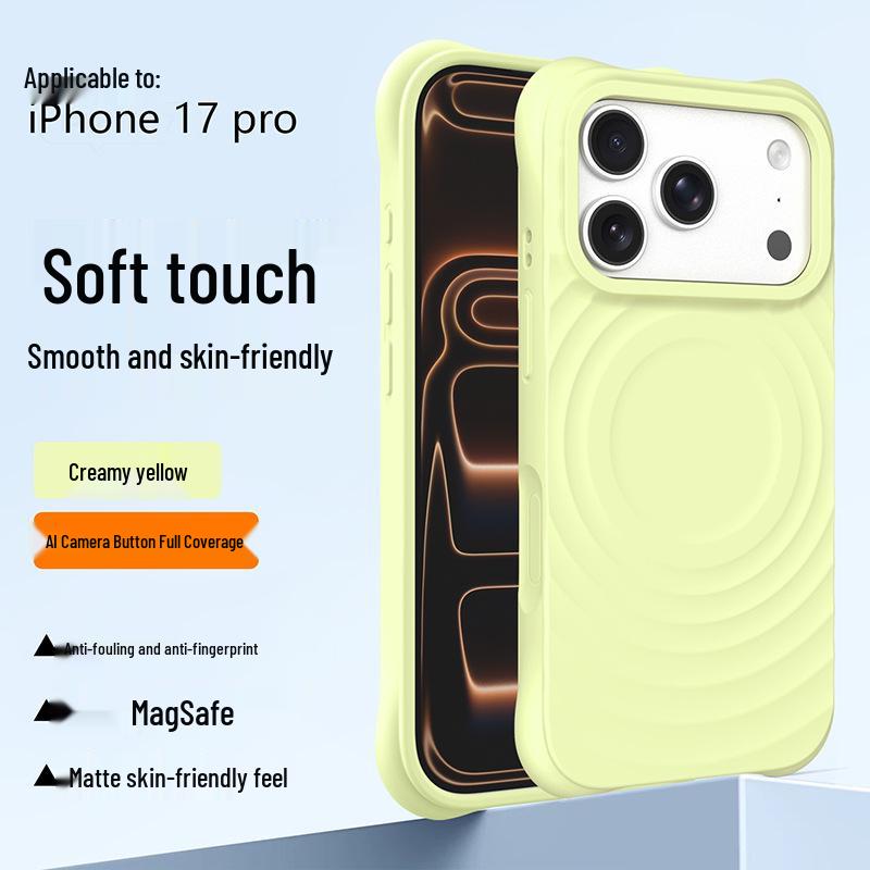 iPhone 17 Pro Max Magnetic Wave Pattern Silicone Case, Full Coverage Anti-Drop Protection