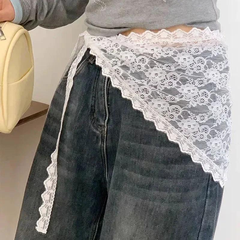 Versatile Fashion Layering Soft Lace Midi Skirt Fart Curtain Skirt Lace Fart Curtain Photography Headband Hair Accessories