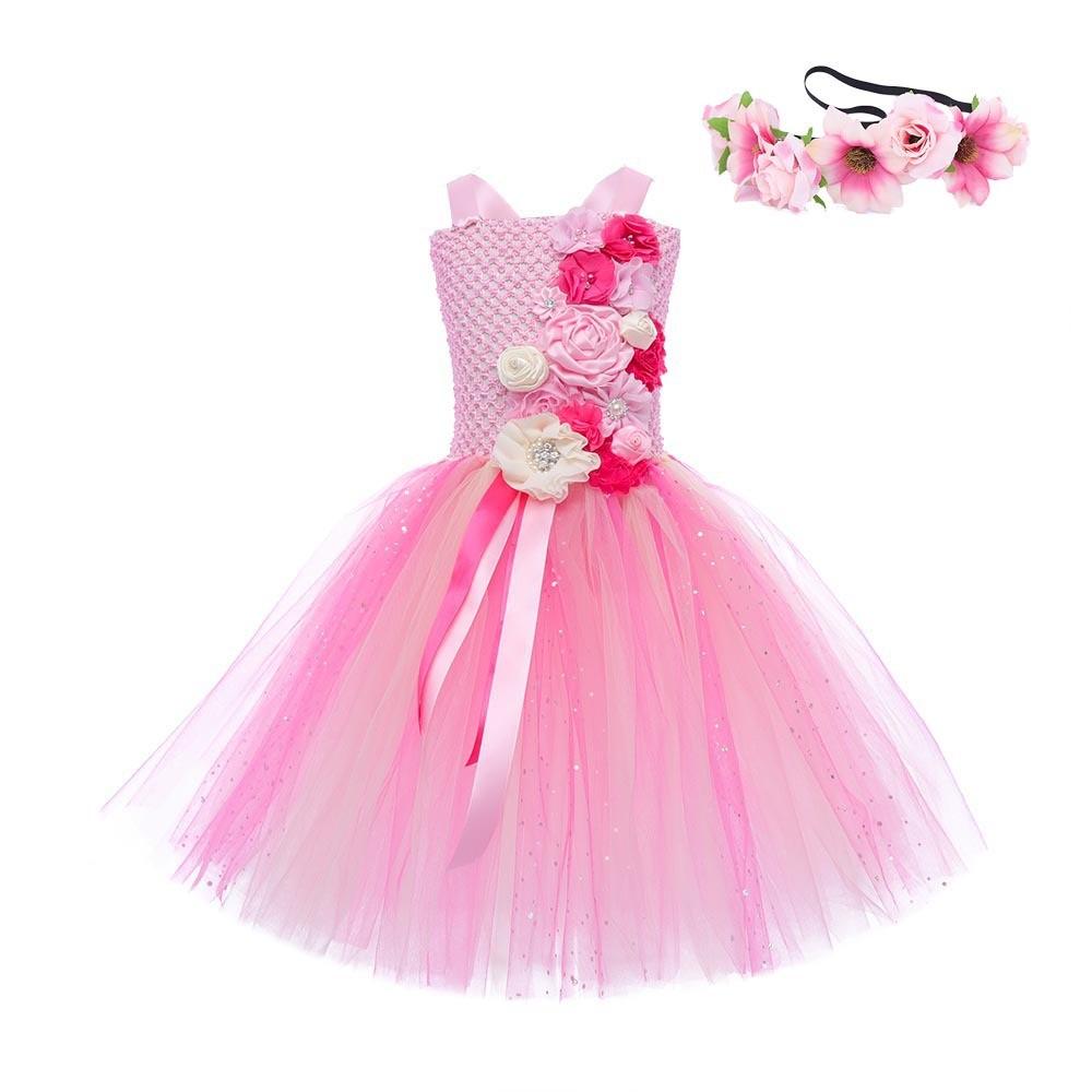 

Детское платье-пачка из цветочной феи для девочек, детские костюмы для косплея на Хэллоуин, детский наряд для ролевых игр в стиле принцессы XXL розовый