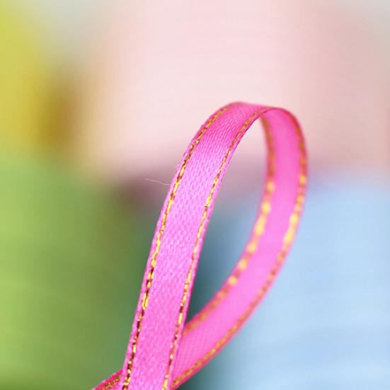 1 Roll 25 Yard 6mm Wide Golden Tone Rimmed Stain Ribbons Wedding Birthday Decor