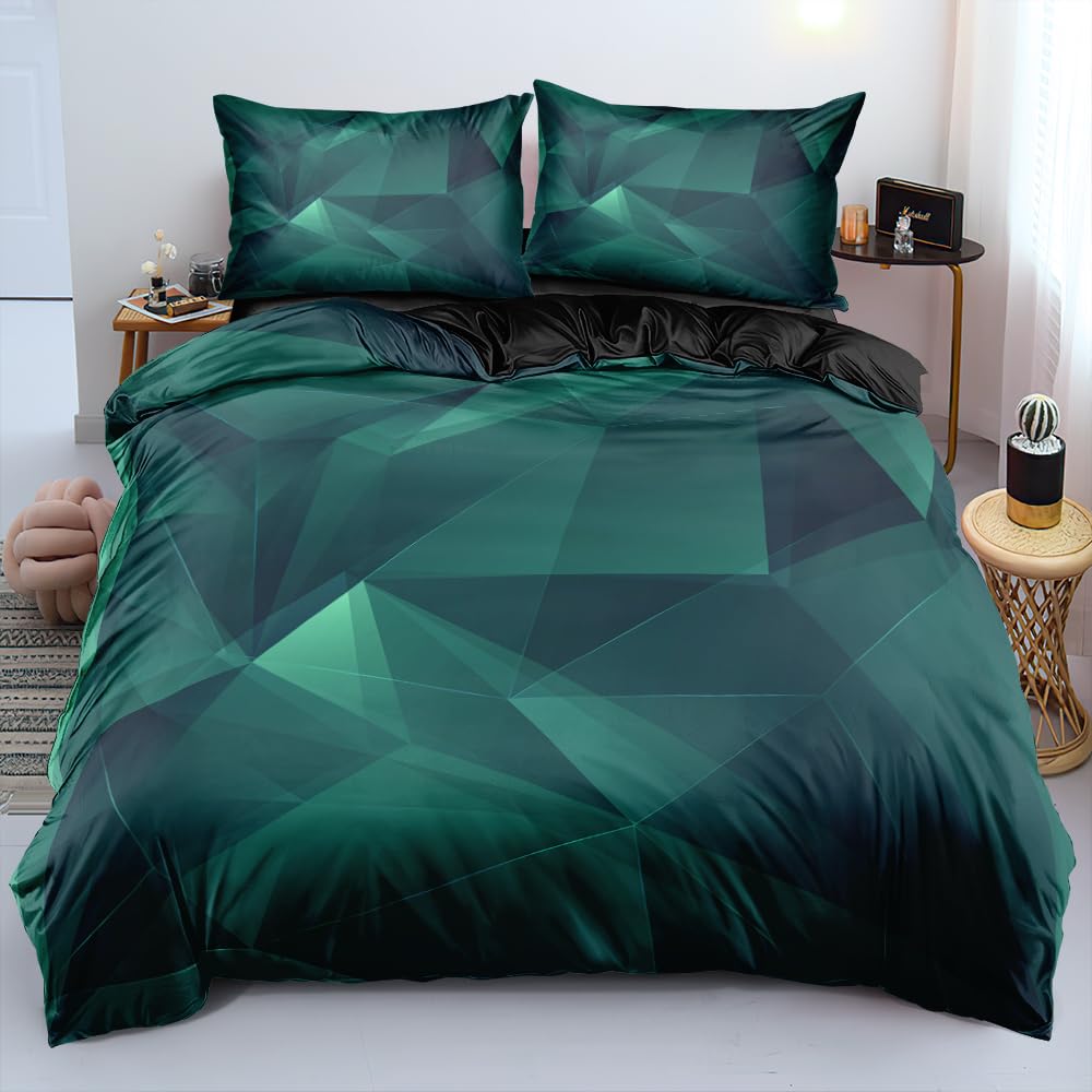 Czarny Geometryczny Zestaw Poszewek na Kołdrę Rozmiar King Chłopięce Poszewki na Kołdrę Zestaw Pościeli Fajny Czarny Czerwony Estetyczny Design Nowoczesny Wystrój Sypialni