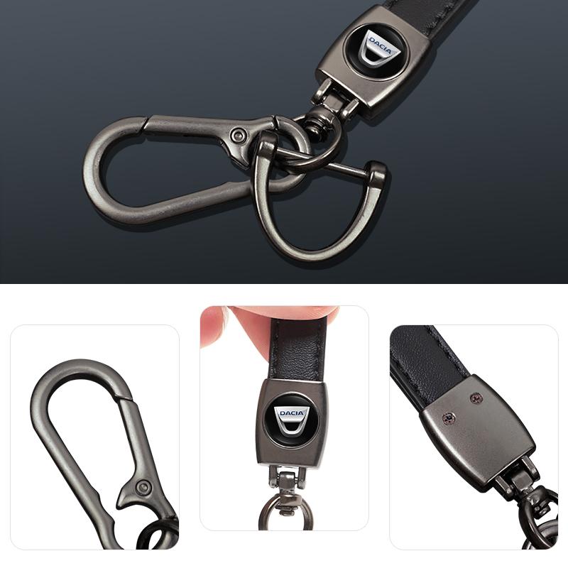 1Pcs Car Emblem Keychain Metal Leather Key Ring Accessories For Dacia Duster Logan Sandero Stepway Dokker Lodgy MCV 2019 Spring