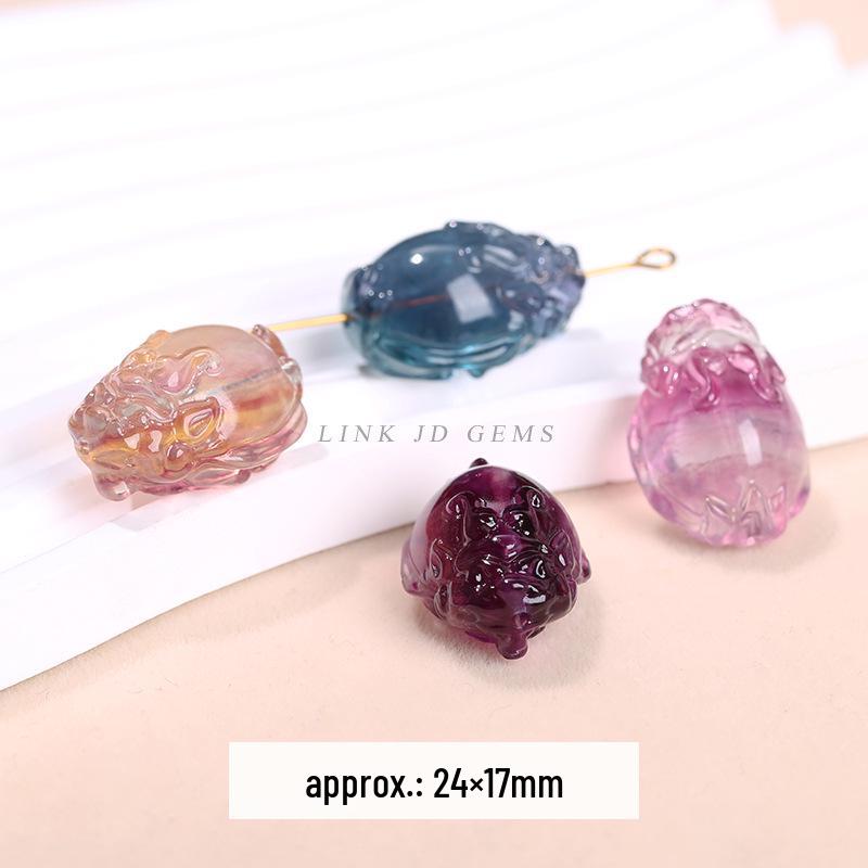 Jingde Jewelry Natural Colorful Fluorite Vajra Pendant Crystal Carving Charm