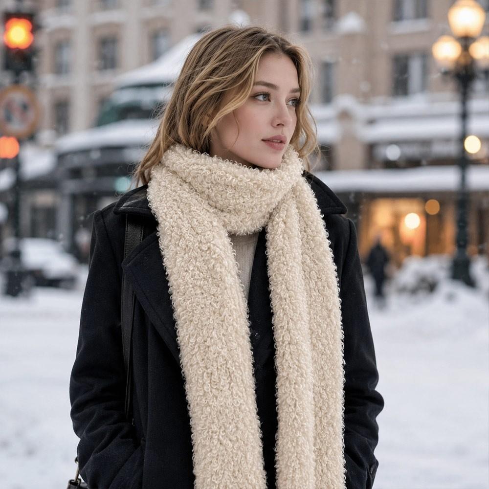 Thickened Plush Scarf Faux Sherpa Neck Scarf New Neckerchief Wrap Women Girl