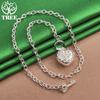 Classic Zircon 925 Sterling Silver Heart Key Pendant Necklace For Women Birthday Wedding Party Gifts Accessories Noble Jewelry