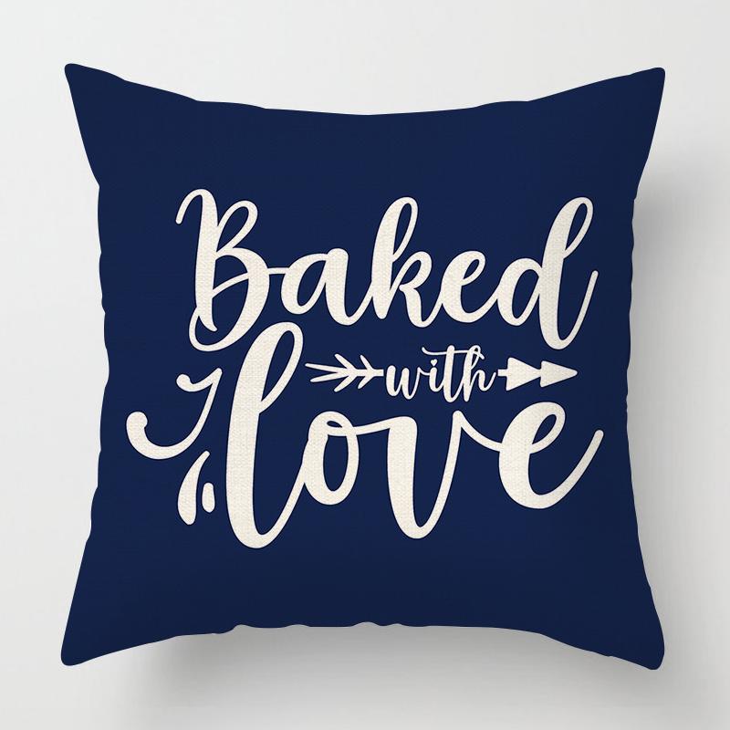 Geometric Dark Blue Striped Printed Pattern Cushion Cover for Home Living Room Sofa Bedroom Decoration Throw Pillow Pillowcase