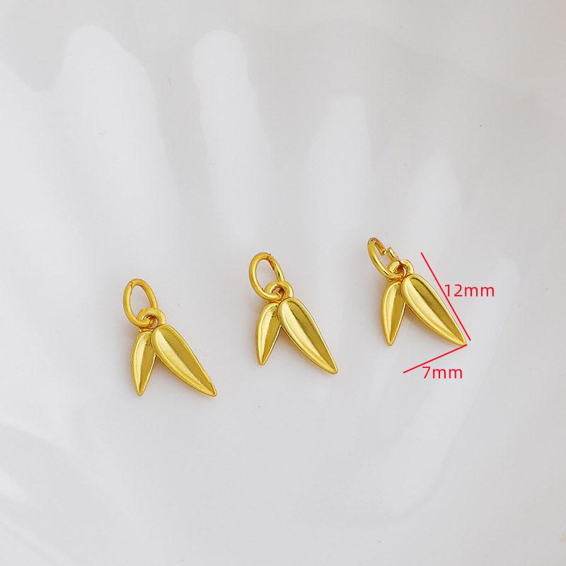 Gold-Plated Bamboo Leaf Pendant, 7x12mm, Small Handcrafted DIY Jewelry Accessory