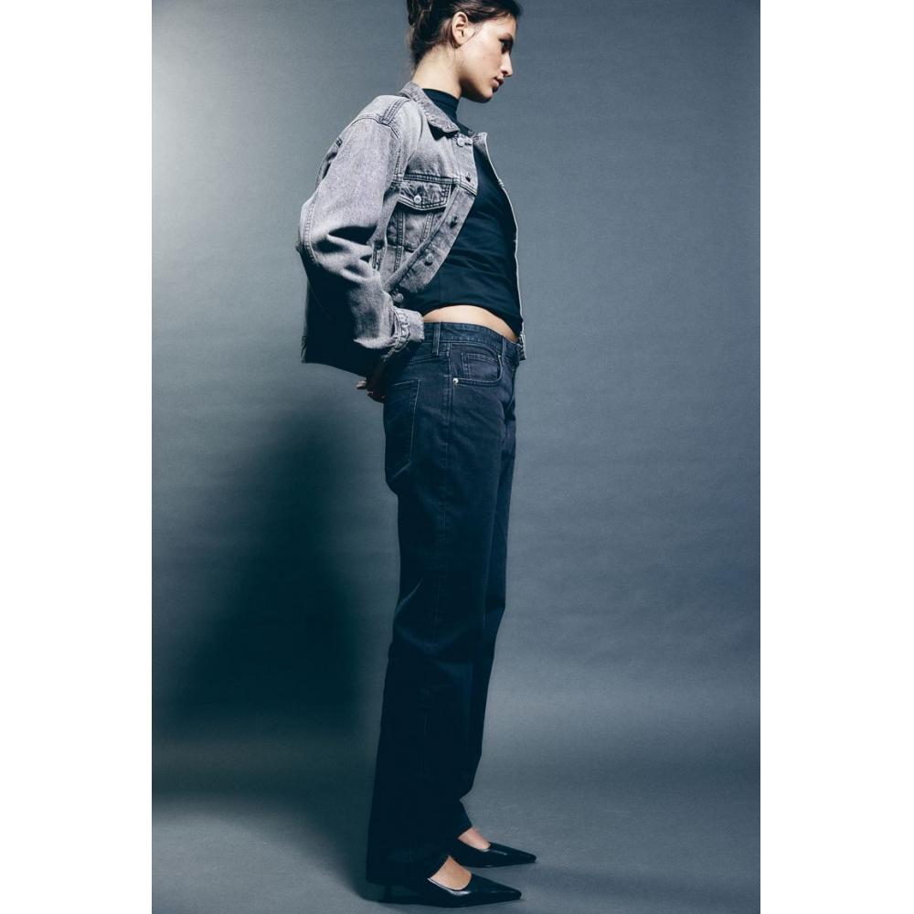 

H M Slim Fit Straight High Waist Jeans Black