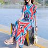 Elegant Summer Casual Dress for Women Vintage Clothes Short Sleeve Loose Long Dress