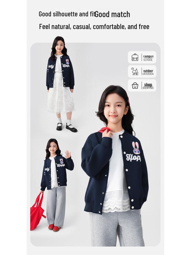 Officer Judy Hopps Baseballjacke für Mädchen - Cartoon-Schleife Herbst-Oberbekleidung