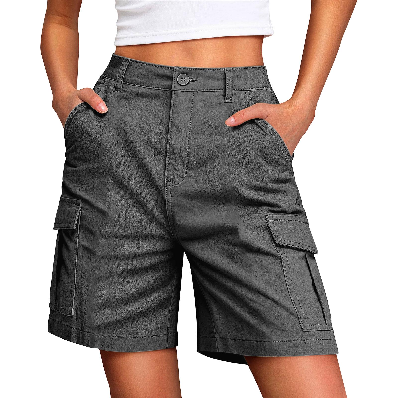 

Hiking Shorts For Women Lightweight Elastic Waist Knee Length Cargo Shorts Golf Casual Summer Bermuda Shorts M